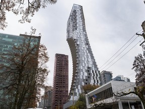 Kengo Kuma Tower at 1550 Alberni Street in Vancouver on November 6, 2023.