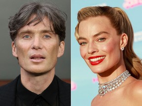 From left, Cillian Murphy and Margot Robbie are the Golden Globe nominated stars of Oppenheimer and Barbie, respectively.
