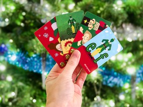 TransLink has teamed up with Warner Bros. to produce four Elf-themed Compass cards to celebrate the 20th anniversary of the modern holiday classic movie starring Will Ferrell. They're for sale at a pop-up shop in Granville SkyTrain station on Wednesday, Dec. 6, 2023 while supplies last.