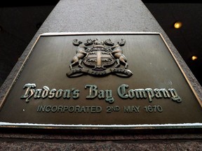 Workers at the Hudson's Bay store at Aberdeen Mall in Kamloops, B.C., have walked off the job after their union and the company were unable to reach a wage agreement. A Hudson Bay Company store in Toronto is shown on Monday, Jan. 27, 2014.