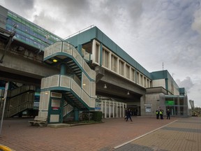 King George Skytrain Station in Surrey, the current southern terminus of the Expo SkyTrain line.