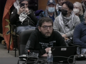One of several speakers at a recent New Westminster city council meeting that delivered deputations accusing Israel of committing genocide. The meeting was packed with anti-Israel activists who were there to ensure that councilors passed a resolution backing an immediate ceasefire in Gaza.