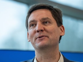 British Columbia Premier David Eby says a planned clean energy hydrogen project in Prince George is set to cut harmful carbon emissions and create jobs. Eby speaks during a news conference in Vancouver, B.C., Tuesday, Jan. 9, 2024.
