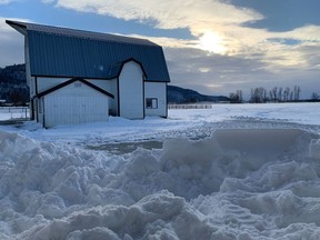 January 17, 2024 Scenic view of snow drifts in Abbotsford.