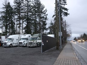 Truck parking along Highway 15 in Surrey.