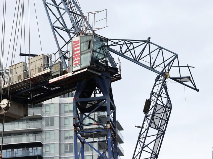  A crane collapsed at a construction site at 105th Avenue and King George Boulevard in Surrey on Jan. 29.