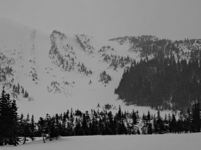 File photo of the Hasler area in the Northern B.C. Rockies. A snowmobiler has died in an avalanche in the area.