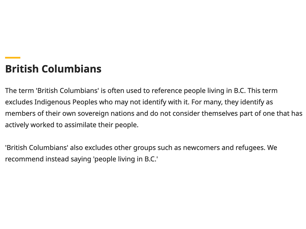 British Columbians told to stop using term 'British Columbians' because it's offensive now