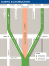 A map showing traffic detours that’ll be implemented on the north end of the Granville Street Bridge starting March 2, 2024 (City of Vancouver)