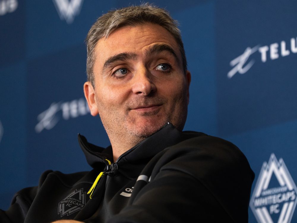 Vancouver Whitecaps head coach Vanni Sartini looks on during an end-of-season news conference in Vancouver, on Tuesday, Nov. 7, 2023. Sartini says he's looking for his players to continue the momentum from last week's 1-1 draw against Mexican side Tigres in the CONCACAF Champions Cup.
