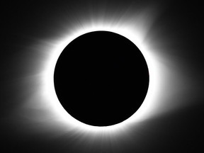 FILE - A picture of the last total solar eclipse visible in North America in August 2017. This upcoming total solar eclipse on April 8 will be visible throughout parts of Mexico, the United States and Canada.
