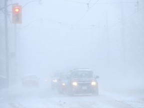FILE: White-out conditions on Bathurst St. south of Dupont as the first major snowfall of the year to hit Toronto on Monday January 28, 2019.