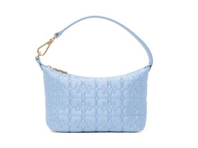 GANNI Blue Small Butterfly Pouch Satin Bag.