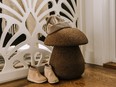 Pause Company's cork mushroom stool has an organic form that kids can sit on and lean on, and it can also be flipped upside down and used as a side table.