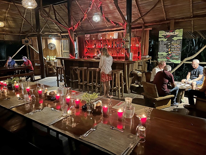  In the rustic-chic lodge at Al Natural, guests dine by candlelight on multicourse meals prepared with a French flair.