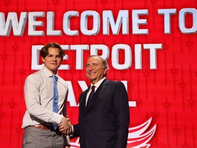 Axel Sandin Pellikka is selected by the Detroit Red Wings with the 17th overall pick during round one of the 2023 NHL Draft in Nashville.