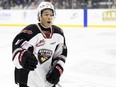 Cameron Schmidt celebrates a goal from the Vancouver Giants' 6-4 Game 1 playoff win over the Everett Silvertips Friday in Everett.