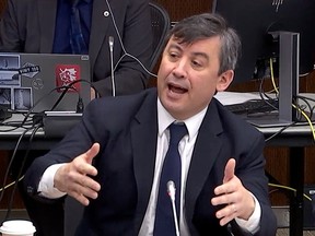 Conservative MP Michael Chong speaks at the House of Commons ethics committee meeting before it was shut down on Monday, March 4, 2024.