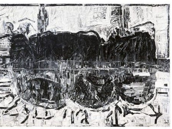  Jean Paul Riopelle, Cap du nord, 1977, oil on canvas, 200 X 301 cmCollection Huguette Vachon, © Succession Jean Paul Riopelle / CARCC Ottawa 2024