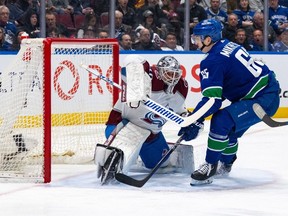 Ilya Mikheyev scores on Colorado goaltender Alexandar Georgiev during the first period on Wednesday.