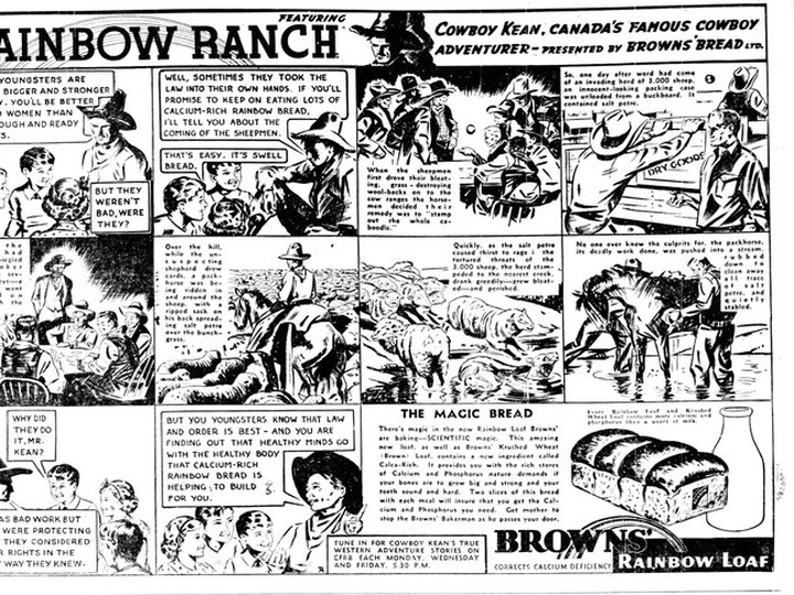  After moving to Toronto, Cowboy Kean became a well-known writer and radio host. This ad for his radio show Rainbow Ranch ran in the Oct. 13, 1936, Toronto Star.