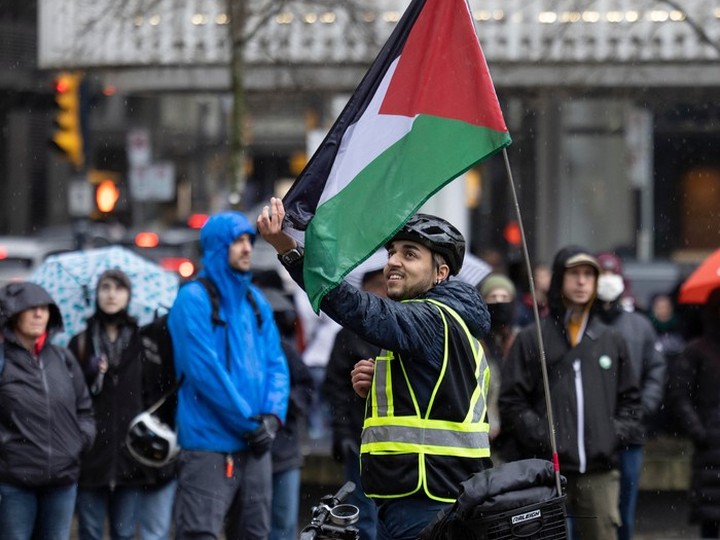  Several hundred people attend a rally in support of the Palestinians in the ongoing conflict in Gaza with Israel, at the Vancouver art gallery in Vancouver, BC Saturday, March 9, 2024.
