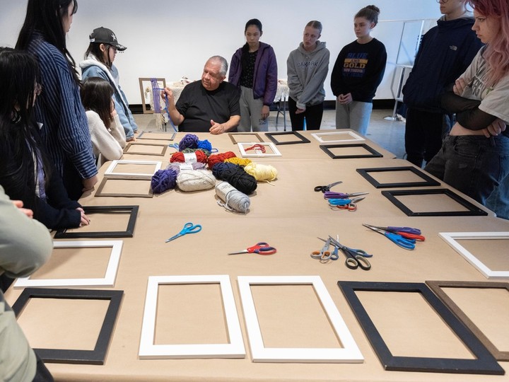  Master weaver Sam Seward from the Squamish and Nanaimo First Nations teaches a weaving class to members of the Teen Art Group at the Vancouver Art Gallery. As part of their program the teens tour a VAG exhibit then create art under the guidance of an artist.