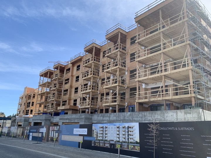  A five-storey rental-only building under construction in Qualicum Beach, Vancouver Island on March 31, 2024.