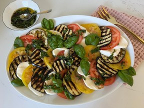 Grilled eggplant caprese salad