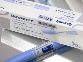 This photograph taken on February 23, 2023, in Paris, shows the anti-diabetic medication "Ozempic" (semaglutide) made by Danish pharmaceutical company "Novo Nordisk".