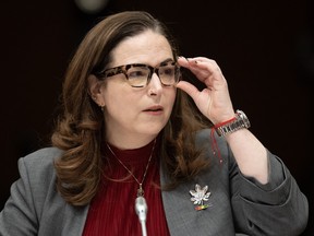 Mental Health and Addictions Minister Ya’ara Saks waits to appear at the Commons health committee on Thursday, Feb. 1, 2024 in Ottawa