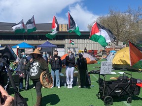 Pro-Palestinian camp set up at UBC sports field on Monday