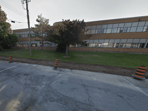 A Google streetview image shows Sherwood Secondary School on Palmer Road in Hamilton, Ont.