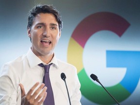Prime Minister Justin Trudeau speaks at the new Google Canada Development headquarters in Kitchener, Ont., on Thursday, January 14, 2016.