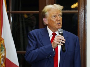 Republican presidential candidate, former U.S. President Donald Trump speaks at Trump International Golf Course in West Palm Beach, Fla., Sunday, March 24, 2024.