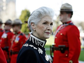2006: The Honorourable Lieutenant-Governor Iona Campagnolo inspects uniforms prior to the Speech from the Throne at the BC Legislature in Victoria Tuesday February 14, 2006. Prime Minister Justin Trudeau has confirmed former B.C. lieutenant-governor Iona Campagnolo has died at the age of 91.