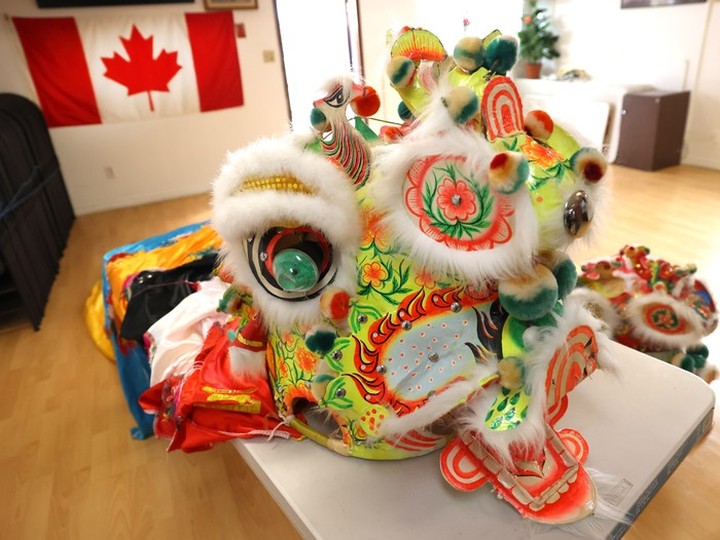  Vintage headpieces stored by the Vancouver Tsung Tsin (Hakka) Association represent the Chinese unicorn.