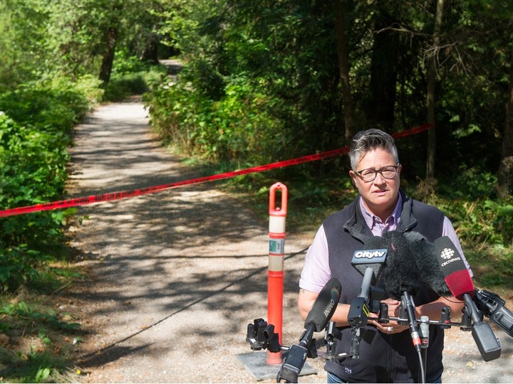  Donnie Rosa, who was general manager of the Vancouver park board in 2021, addressed the media in Stanley Park regarding people bitten by coyotes.