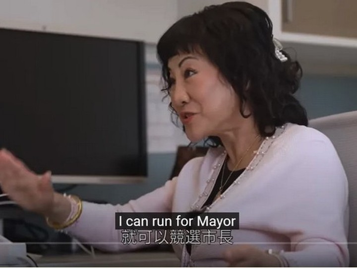  Weihong Liu, owner of Tsawwassen Mills shopping centre, dreams about running for Canadian political office. Screen shot from YouTube program by 56 Below TV.
