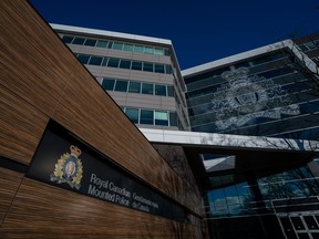 The B.C. RCMP Divisional Headquarters is shown in Surrey, B.C., on Thursday, Jan. 11, 2024. The officer in charge on the day police killed a hostage taker in Surrey, B.C., and the woman he was holding says he believes he did everything possible to save her.