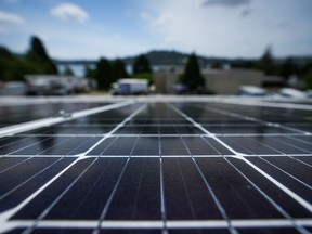 A First Nation in central British Columbia is getting what the federal government says will likely be the largest off-grid solar project in Canada. A solar panel array is seen outside the administration building at the Tsleil-Waututh Nation, in North Vancouver, B.C., Thursday, June 15, 2023.