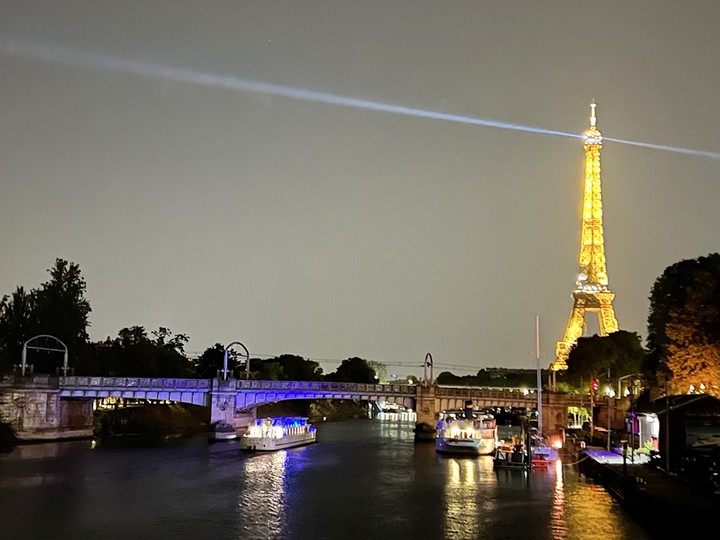  View of the Eiffel Tower from the top deck of Viking Skaga.