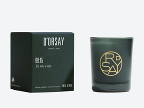 d'Orsay 9:15 candle, $85 at Gravity Pope, gravitypope.com.