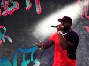 U.S.. rapper 50 Cent, aka. Curtis Jackson, performs on stage during the Iconica Sevilla Fest in Seville on September 22, 2022.