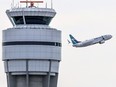 FILE: A WestJet Boeing 737 climbs out of the Calgary International Airport on Thursday April 25, 2024.