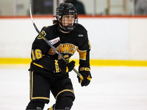 Eli McKamey from Shawnigan Lake of the Canadian Sport School Hockey League. He's the first 15-year-old to be granted full-time status in the BCHL. Photo credit the CSSHL (Canadian Sport Hockey League). For Steve Ewen.