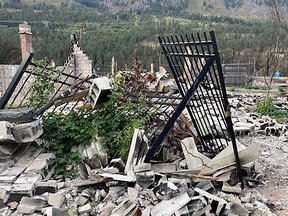 Remains of the Klowa Art Cafe after the 2021 wildfire in Lytton.