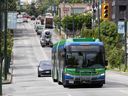 An R4 RapidBus heads to the Joyce-Collingwood transit station on 41st Ave. in Vancouver. Photo by Jason Payne/ PNG 
