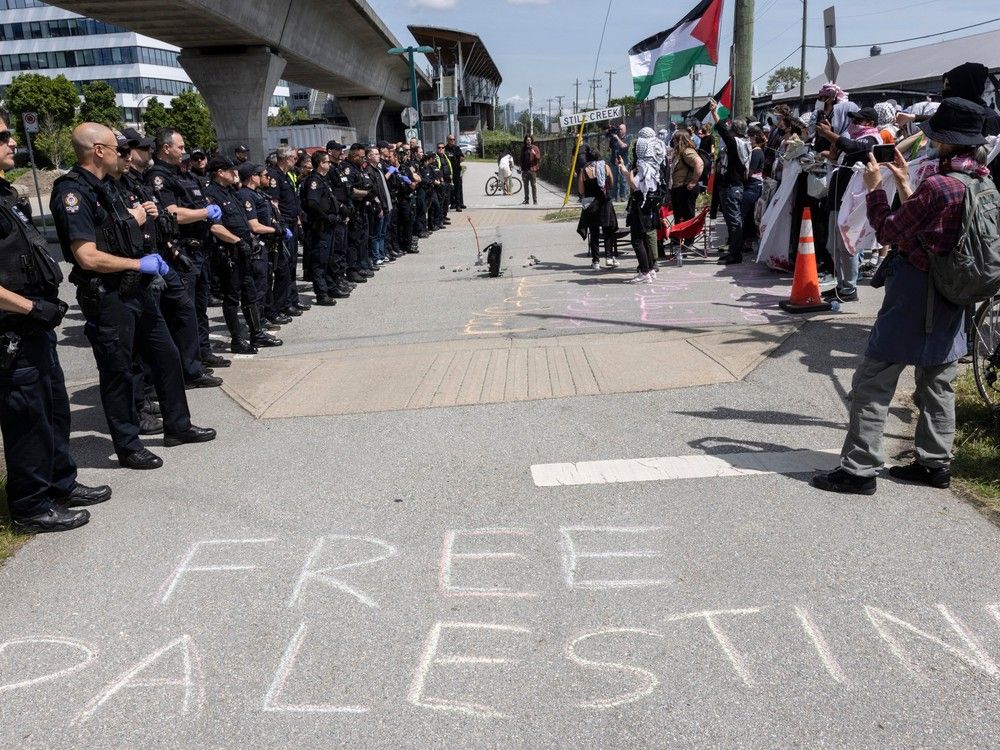Fourteen people arrested at pro-Palestinian protest in East Vancouver