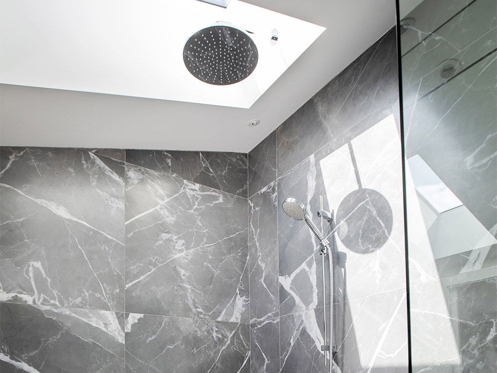 A skylight over a shower is the height of luxury, says interior designer Lima Martinez.